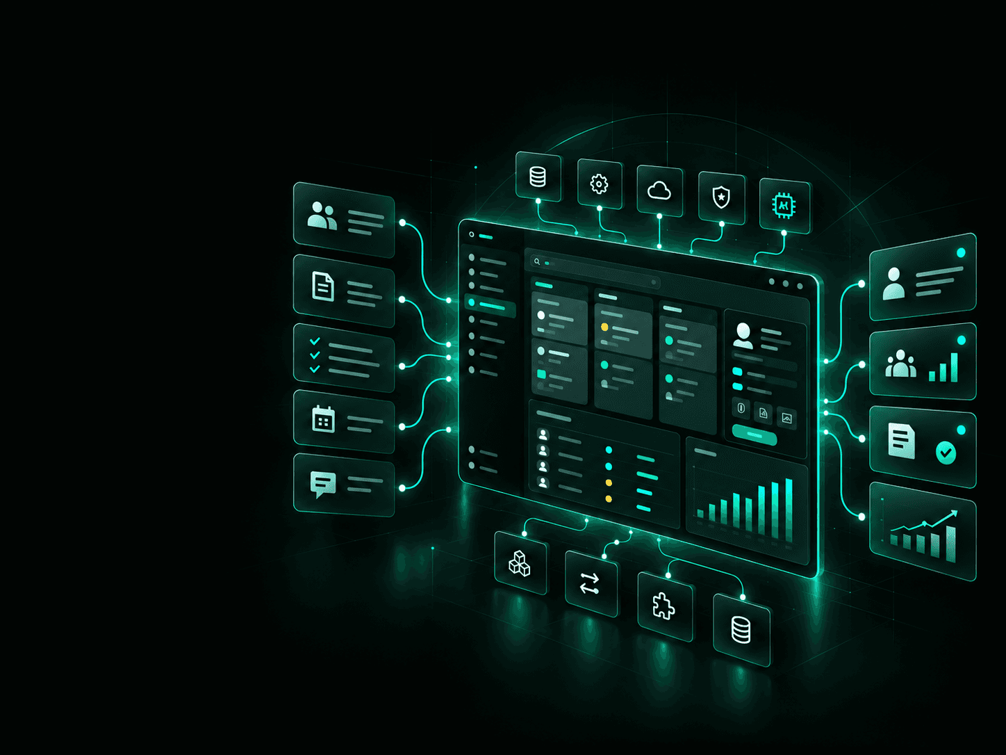 Custom web and application development interfaces supporting business workflows, connected systems and practical digital products.